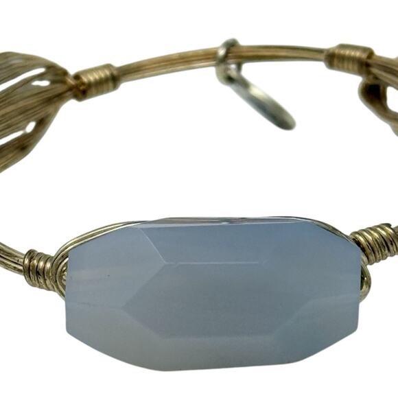 Bourbon & Boweties Gold Bangle Bracelet Wire Wrapped Blue Faceted Stones - Picture 3 of 4